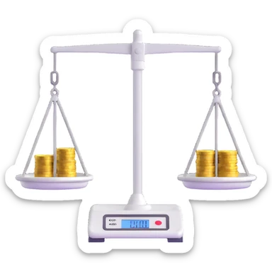balance scale with Euro symbol € in the trays sticker