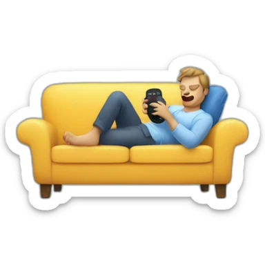 man falling asleep on a sofa with the remote control in his hand sticker