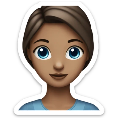 brunette girl blue eyes holding siamese cat sticker