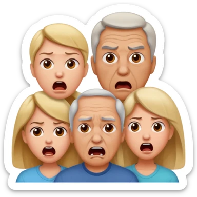 HAZ UNA FAMILIA GRITANDO, MI NOVIA, MI OPAPA. MI MAMA Y YO. CARA DE GRITOS FUERTEES. QUE SE NOITE QUE GRITAN MOLKESTOS sticker