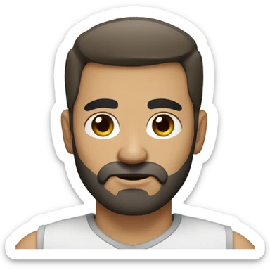 white man, with olive skin, bold with a full black beard with some grays, strong eyebrows, dark-brown eyes sticker