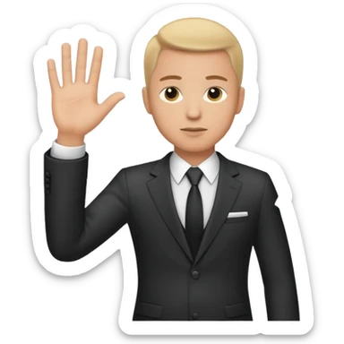 The businessman extends his hand to the side and give money sticker