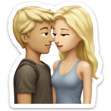 blonde girl ang blonde boy kiss sticker