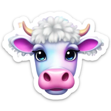 Lisa frank sparkly fluffy cow sticker