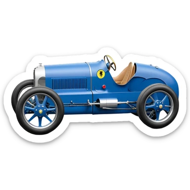  Hazy-blue Fenderless extended-wheelbase 1932 luxury racing Ferrari lowered powerful V-8 engined racing cycle car featuring advanced rugged 4 wheel independent suspension, power steering, disc brakes, small leather covered steering wheel, side mounted cowl exhaust  sticker