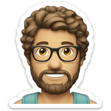 mediterranean guy hipster with glasses silk hair sticker