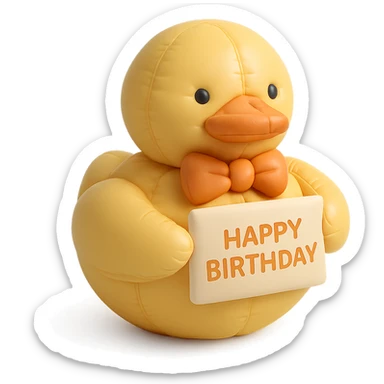 duck with bowtie holding birthday card sticker