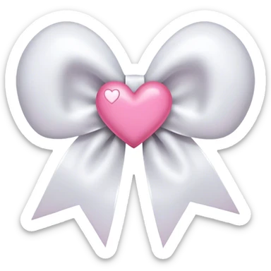 White bow with pink heart sticker