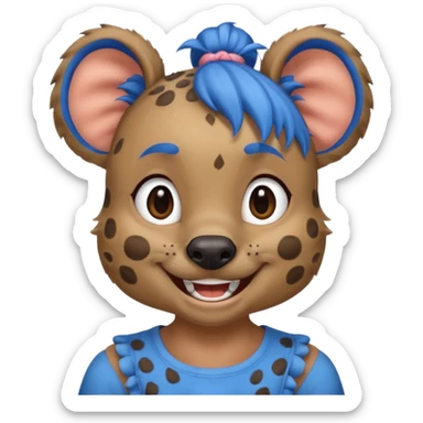 hyena with blue pigtail buns sticker