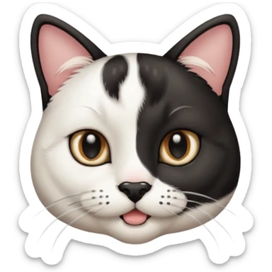 a black and white chat, with mustache birthmark in the mouth sticker