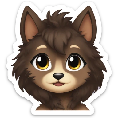 Anthro Shy Cute Cool Edgy Pretty Chibi Dark Brown Furry Animal Anthro Sona sticker