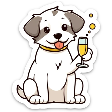 Schapendoes dog drink champagne sticker
