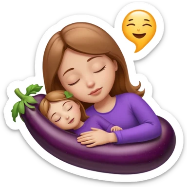 Girl with light brown hair asleep dreaming about eggplant sticker