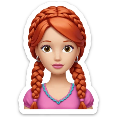Red haired Barbie with braids sticker
