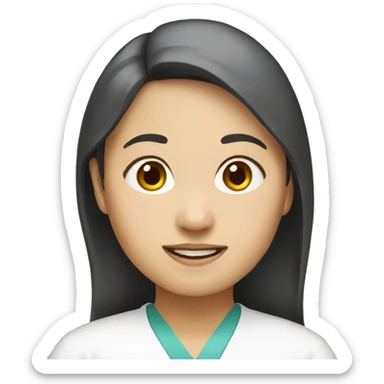 female East Asian pediatrician no glasses sticker
