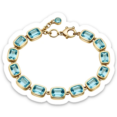 Van Cleef aquamarine blue and green, luxury, sparkling, ultra realistic 10k gold bracelet.  sticker