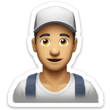 hombre calvo blanco joven con gorra pensando sticker