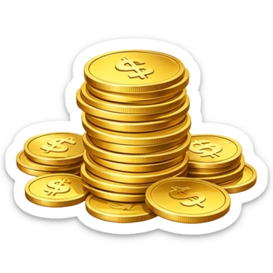 money stack with gold coins in front of them sticker