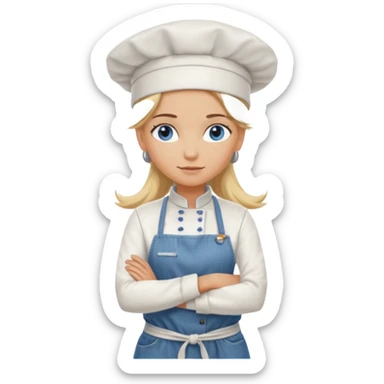 Sexy Full body  pretty
Long Blonde hair blue eyed female chef arms folded wearing tank top and denim shorts and chef hat arms folded sticker