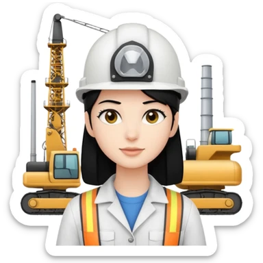 Ingeniera industrial casco blanco y cabello negro sticker