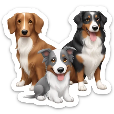 Grey and white border collie with a black and tan short haired dachshund and a brown long haired dachshund  sticker