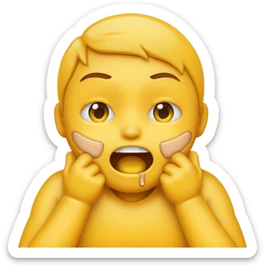 Yellow emoji doing choking emote sticker