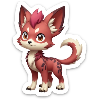 Male edgy cute cool exotic anime-styled Falvie-Fionbri-fantasy-creature-Fakémon-Pokémon, full body, with markings sticker