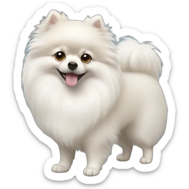 White Pomeranian  sticker