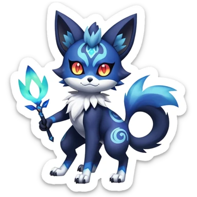 Shiny Evil mExotic Badass Colorful Ethereal Royal Mysterious Gothic Meowstic-Zorua-Litten-Noibat-Pokémon-Fakémon-hybrid-creature (full body) with random pattern-markings sticker