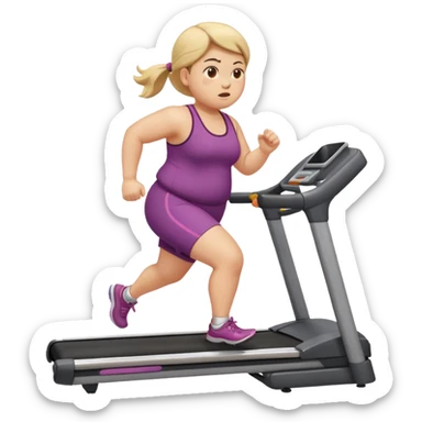 girl running on treadmill fat sticker