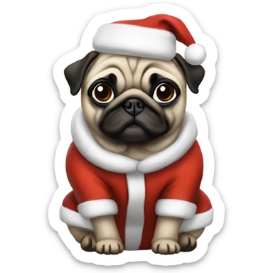 Pug in Santa outfit sticker
