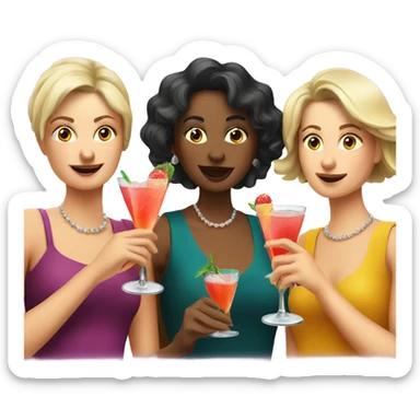 Three european women drinking cocktails sticker