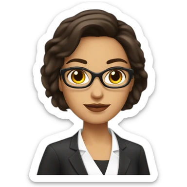 Brunette lawyer Cristiane Mello with honey eyes having a coffee”. sticker