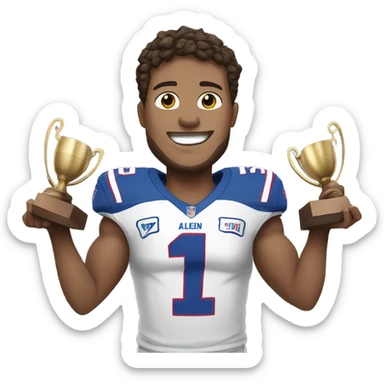 Josh Allen holding a trophy  sticker