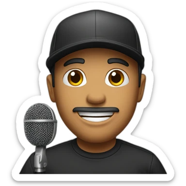 Stand Up actor with microphone in a black cap sticker