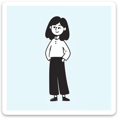 minimal hand-drawn emoji-style avatar of a professional team member in smart-casual attire, friendly, soft colors, subtle expression, plain or lightly colored background, inspired by modern vector illustrations for startups sticker