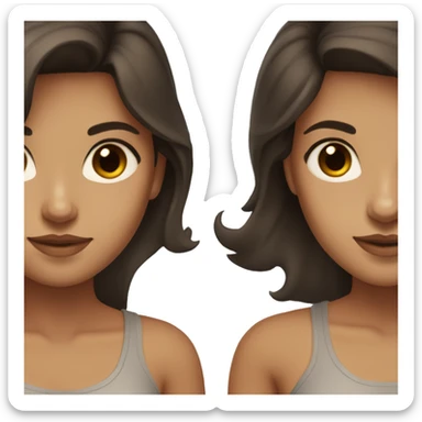 Women with dark brown hair with lightly tanned skin, and dark brown eyes sticker