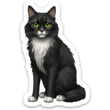 Black maincoon cat green eyes full body sticker