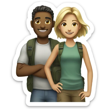 smiling girl with man outdoors sticker