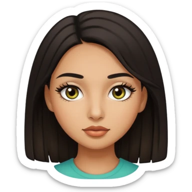 girl with olive skin dark medium hair  eyes long lashes  sticker