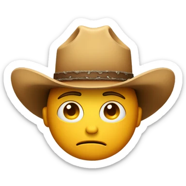 sad face emoji with cowboy hat sticker