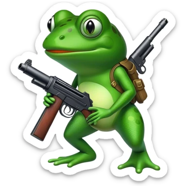 pepefrog with gun sticker