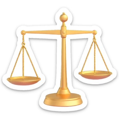 imbalance scale, 3D style, one side tipped, metallic gold, dynamic perspective sticker