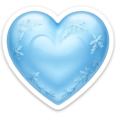 a solid ice blue heart covered in frost as though it was frozen. sticker