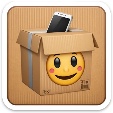 emoji de un simbolo de prohibido y que esté sobre una caja de cartón de envío sticker