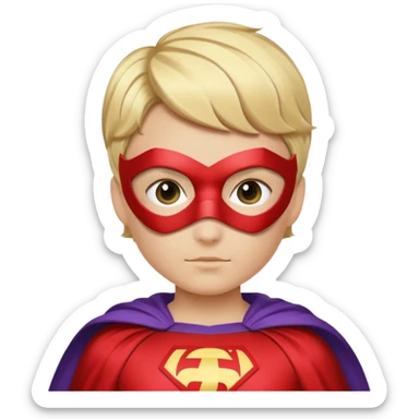 Súper heroína con antifaz, pelo corto rubio, traje de superhéroe con capa. Que se vea hasta los hombros sticker