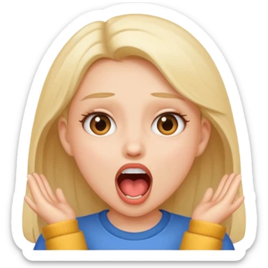 A girl opening her mouth super wide sticker