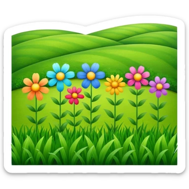 a row of flowers and grass extended far sticker