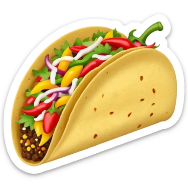 Mexican cuisine humanless avatar in bright style illustration. Taco with peppers, colorful palette, simple shapes, flat design, festive and bold. sticker
