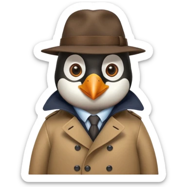 kahverengi trençkotlu penguen dedektif  sticker